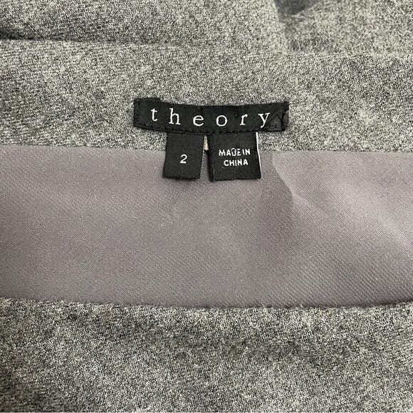 Theory Stretch Wool Boatneck Fitted Sheath Charcoal Gray 3/4 Sleeve Dress Size 2 - Picture 9 of 10